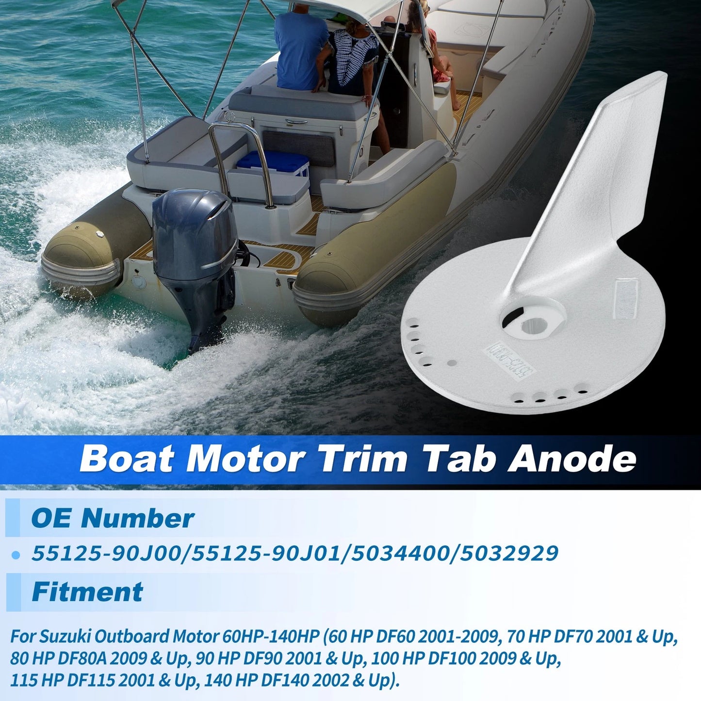 Trim Tab Anode for Suzuki Outboard Motor 60-140HP (No Year Specified)