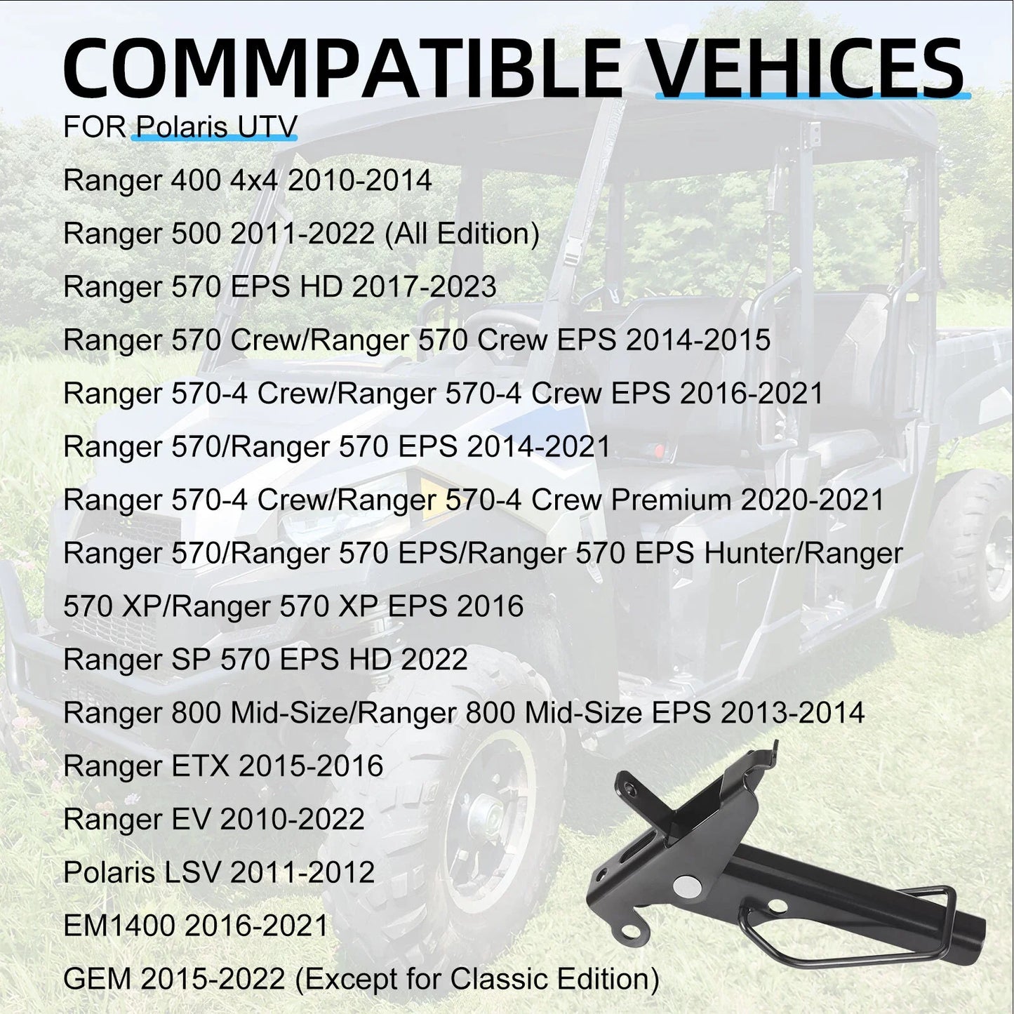 Tailgate Latch for Polaris Ranger 400 500 570 800 ETX EV GEM (2010–2014)