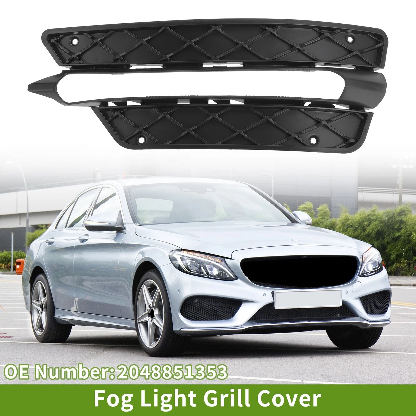 1 Pc Fog Light Grill for Mercedes-Benz C350 (2008–2015) No. 2048851353 Black