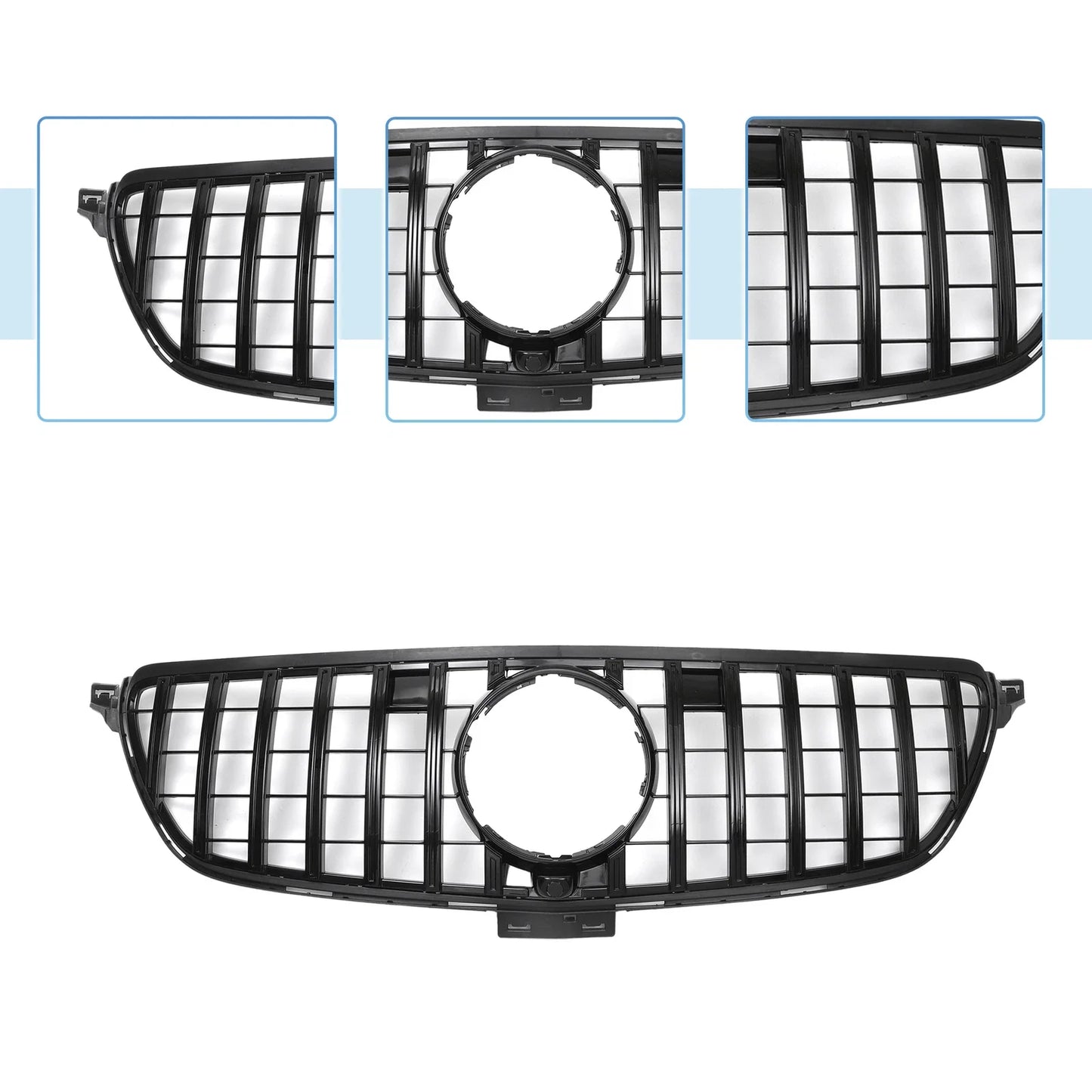 Front Upper Bumper Grille for Mercedes-Benz GLE 2015-2019 Black Grills