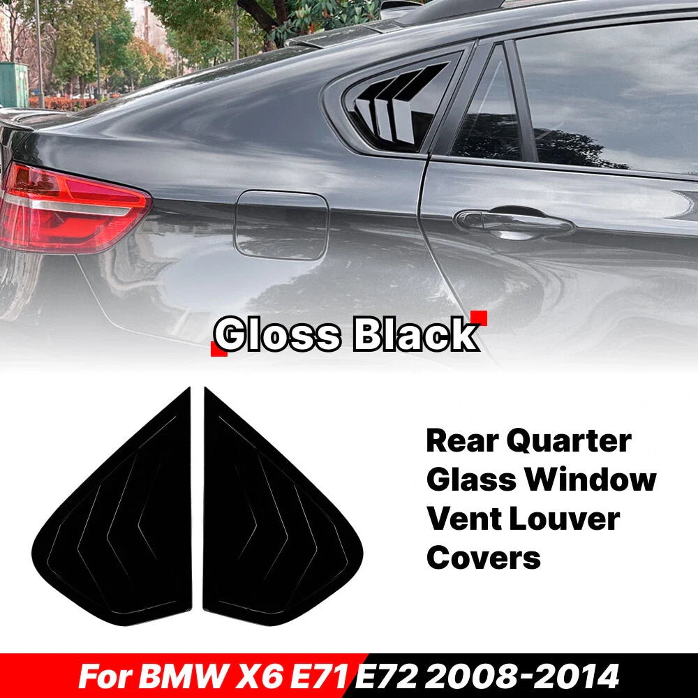 Rear Window Quarter Louver Vent Covers Gloss Black for BMW X6 (2008–2014)