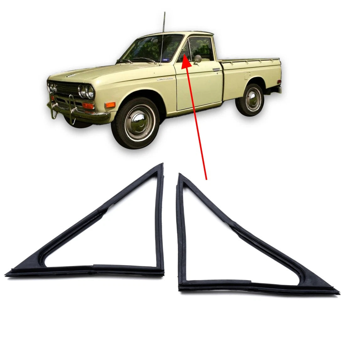 Door Vent Rubber Weatherstrip Pair for Nissan Datsun 1300 520 521 (1965–1972)