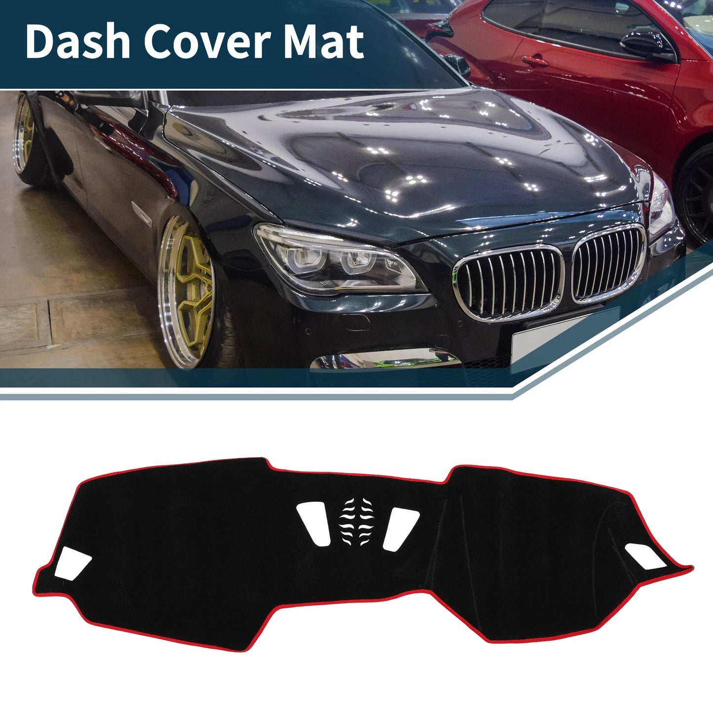 Dashboard Cover Mat for BMW 4 Series (2021) Sun Protector Pad Black Red