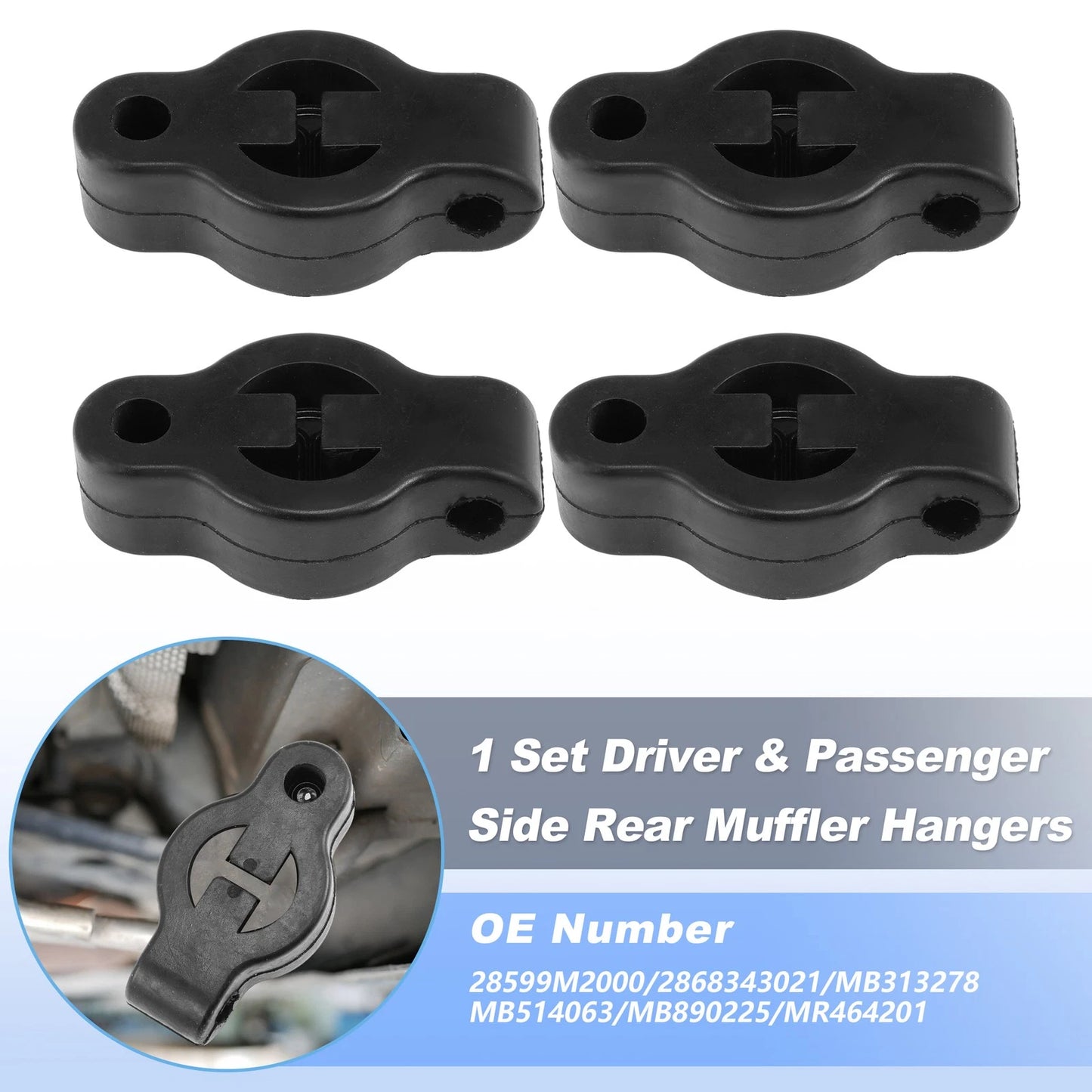 Set of 4 Rubber Muffler Hangers for Hyundai H100 Bus (1995–2004) 28599M2000