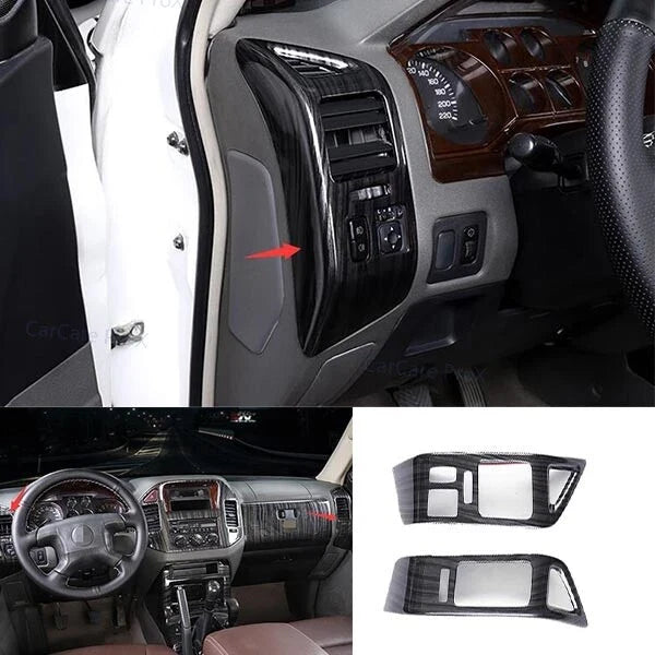 Black Wood L&R AC Outlet Vent Cover Trim for Mitsubishi Pajero Montero(00–06)