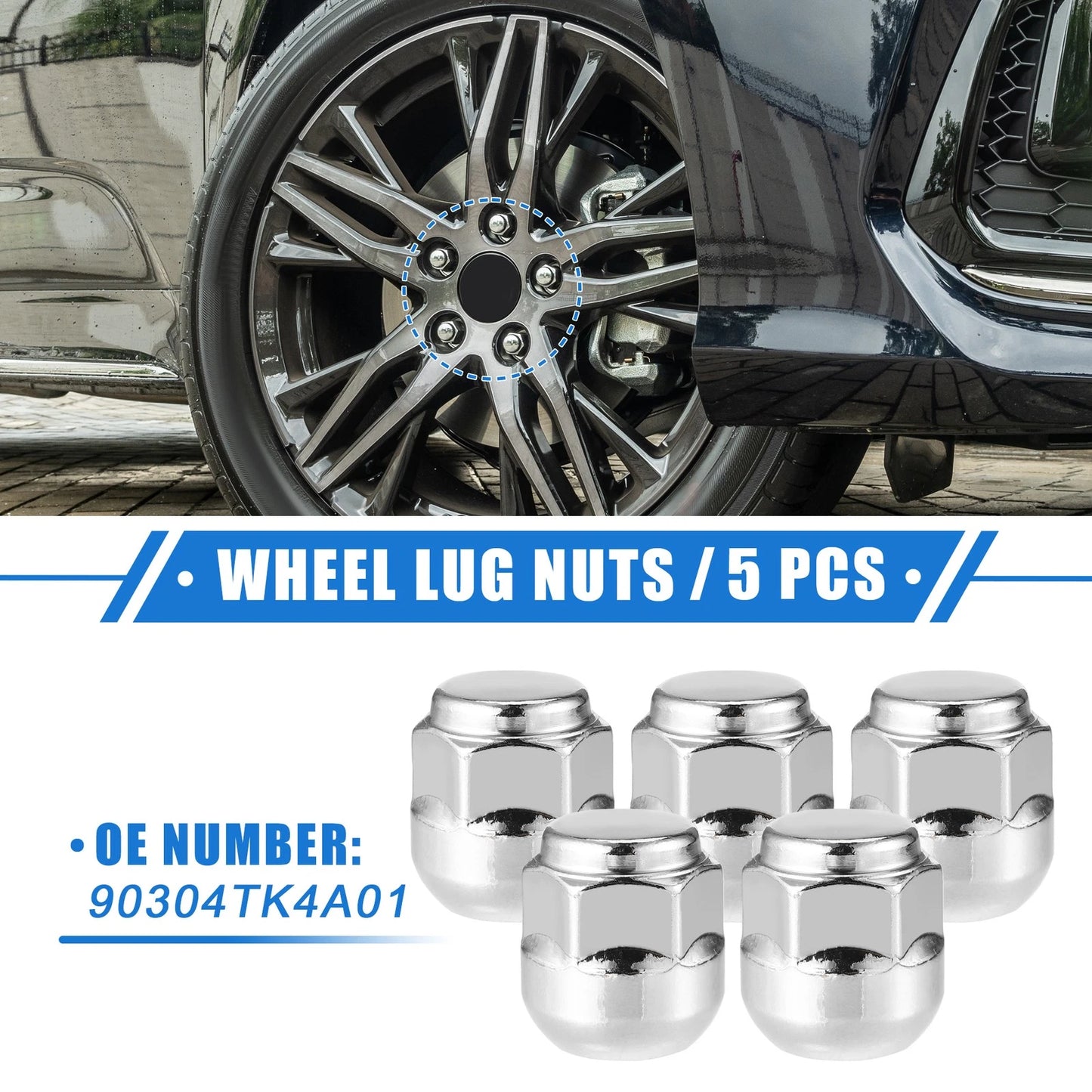 5 Pcs Wheel Lug Nuts M14x1.5 for Honda Odyssey, Pilot