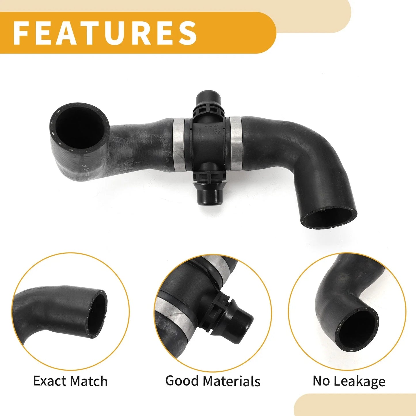 2.0L Heater Hose Rubber Black for BMW 528i xDrive (2012-2014)