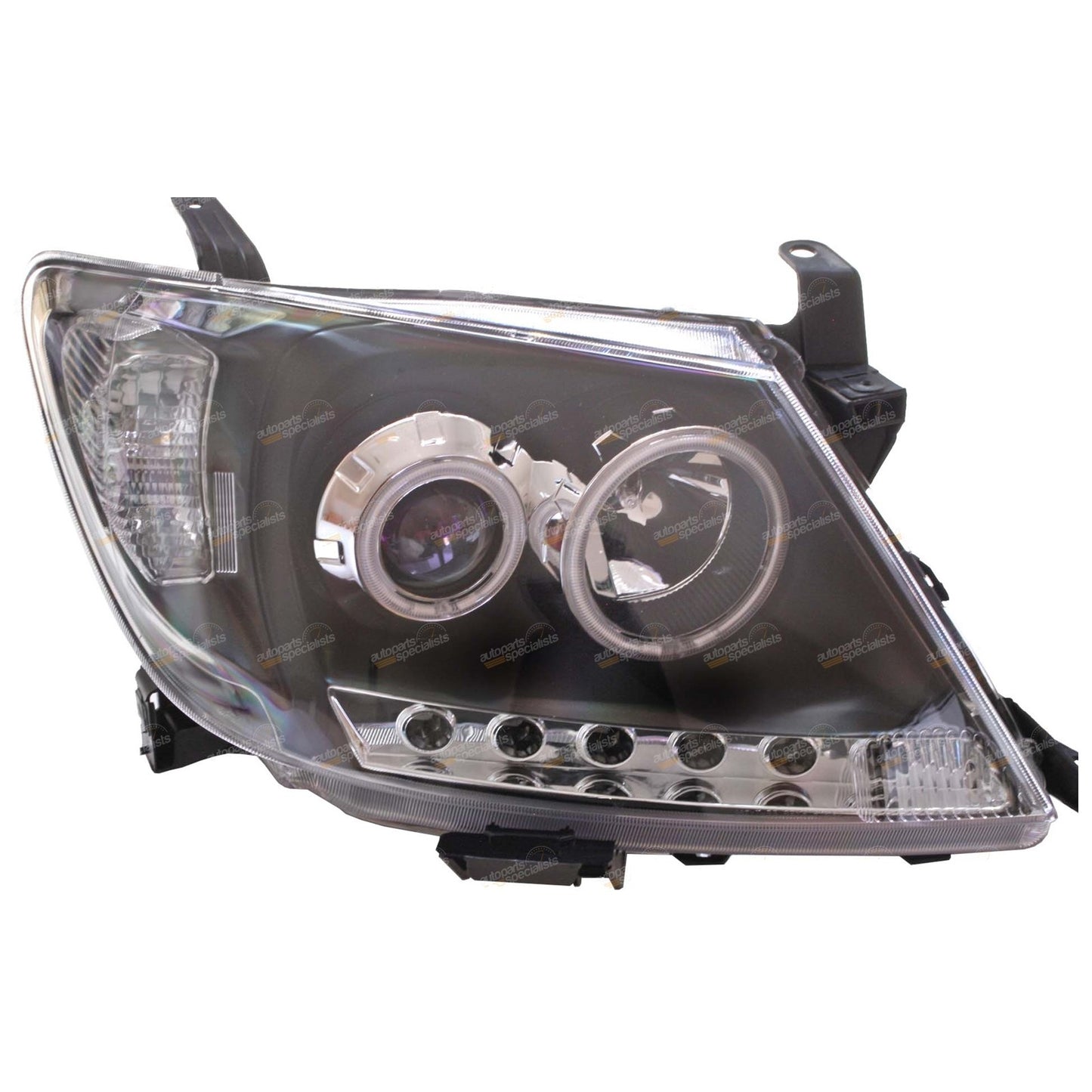 LED Angel Eye Projector Headlights for Toyota Hilux (2005–2011) Black