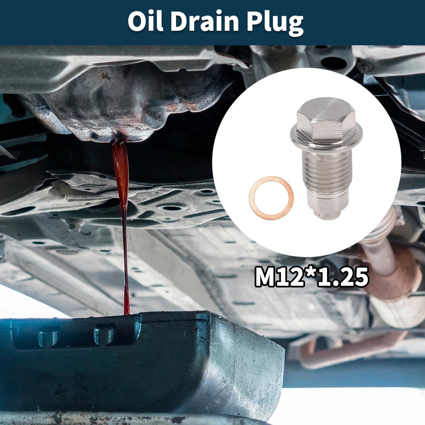 M12*1.25 Magnetic Oil Drain Plug for Universal Applications (1 Pc)