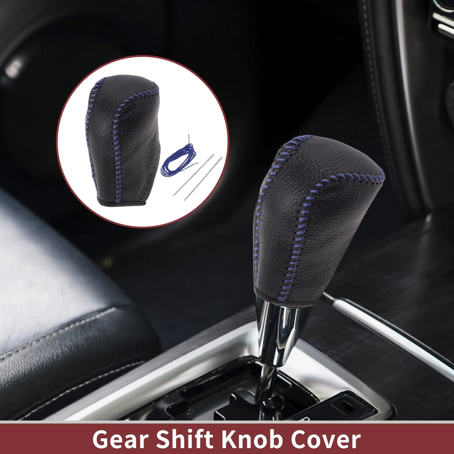 Gear Shift Knob Cover for Toyota Corolla (2014–2018) Blue Faux Leather