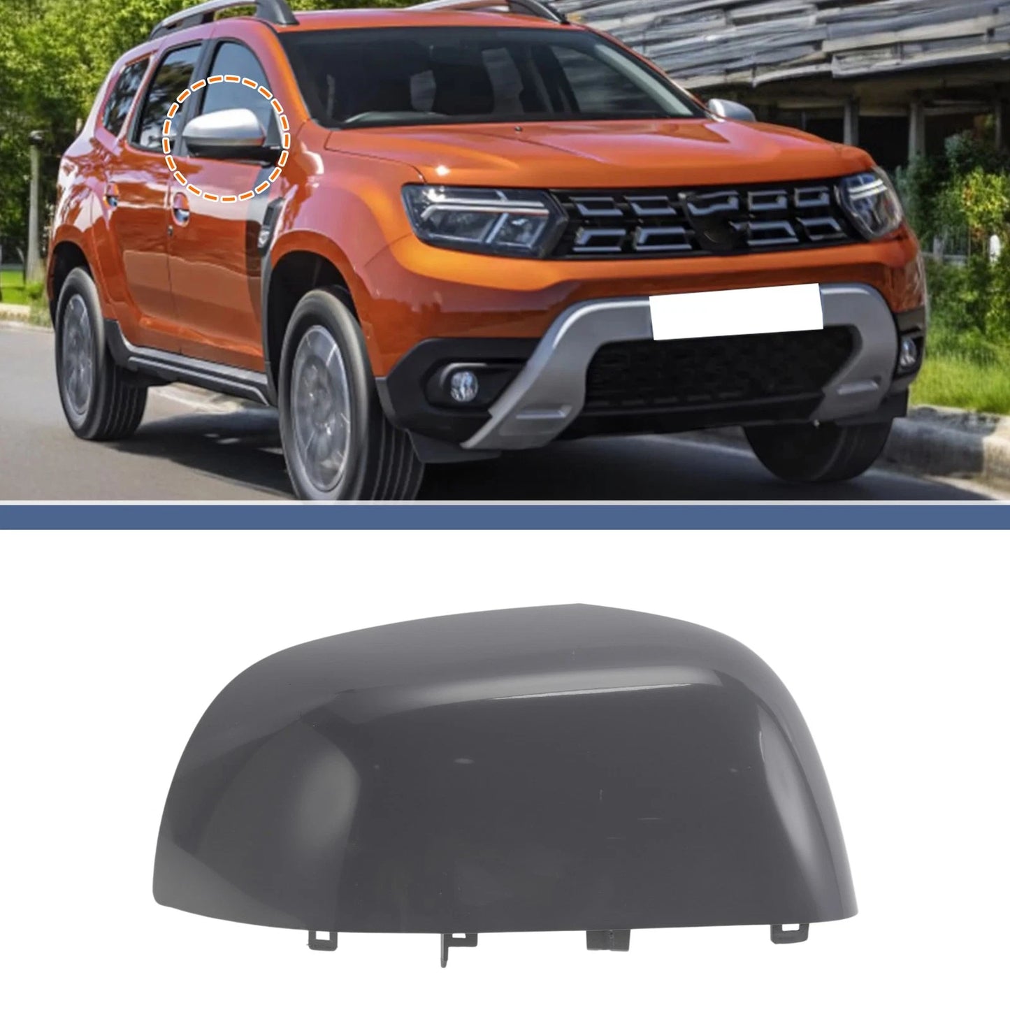 Right Driver Side Mirror Cover Cap for Dacia Lodgy (2012–2023) Gloss Gray