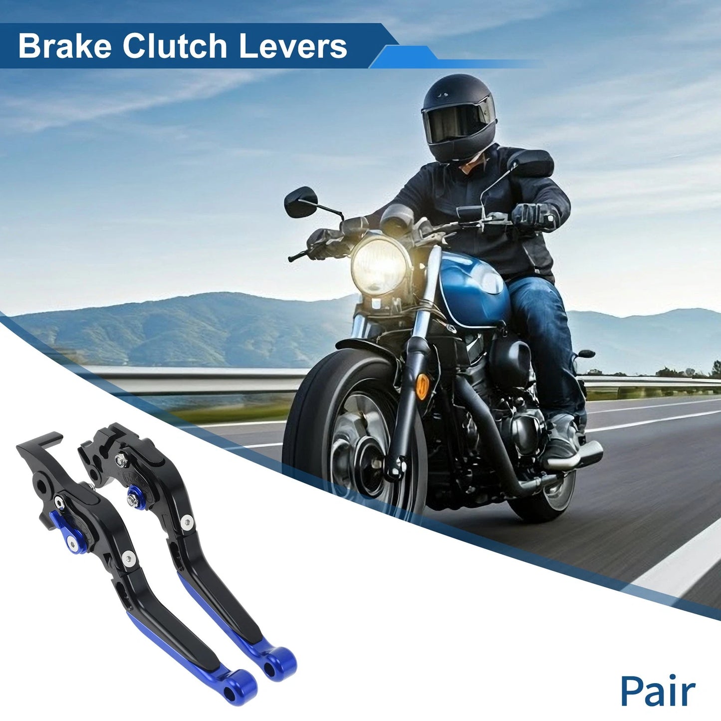 Brake Clutch Levers for KTM 390 Duke (2019–2023) Black Handle Blue End 1 Pair