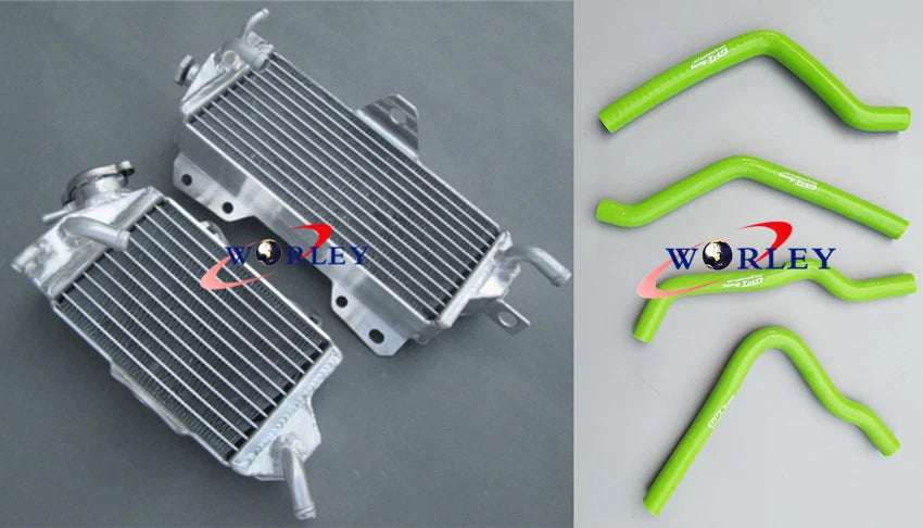 Aluminum Radiator with Green Hose for Kawasaki KX125 (1990–1991)