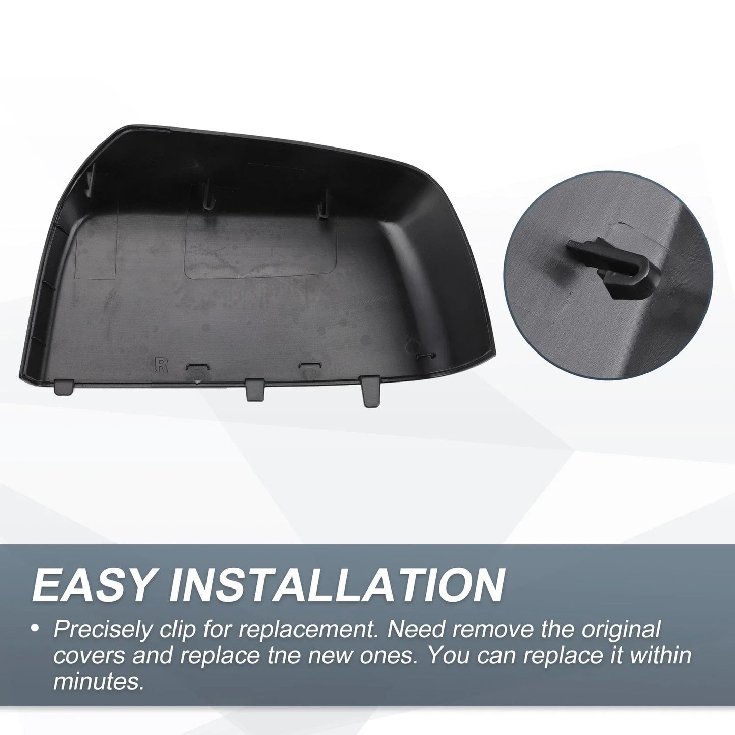 Right Side Rearview Mirror Cover Cap Gloss Black for Chevrolet Colorado & GMC