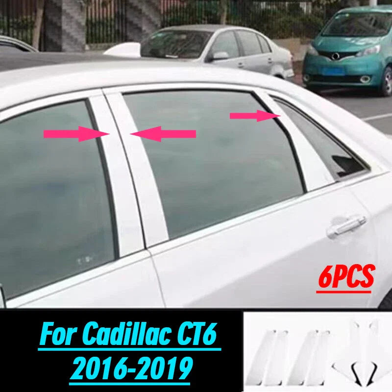 Chrome Steel Window BC Pillar Post Decor Cover Trim for Cadillac CT6 (2016–2020)