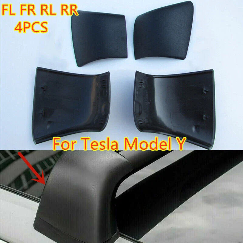 Black Roof Rack Cover Rail End Shell for Tesla Model 3 (2017–2023)