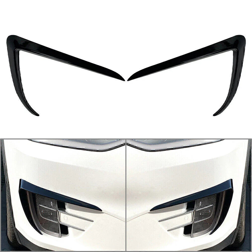 Black Front Fog Light Eyebrow Cover Trim for Tesla Model X (2015-2020)