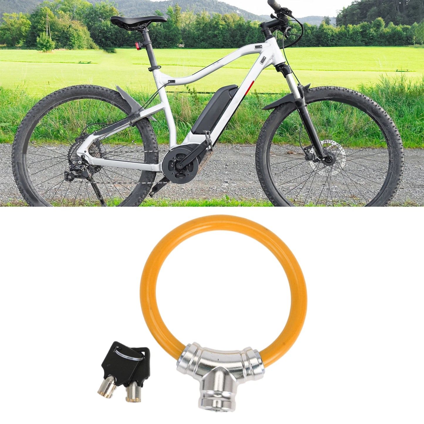 1 Pc Portable Anti-Theft Bicycle Lock Ring Cable Mini Lock - Orange