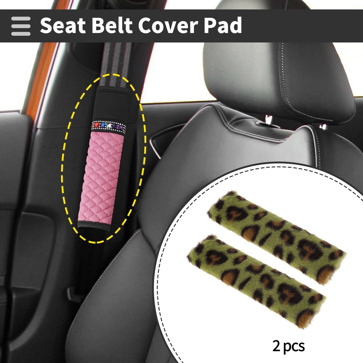 2X Seat Belt Cover Pad for Universal Vehicles (26cm)