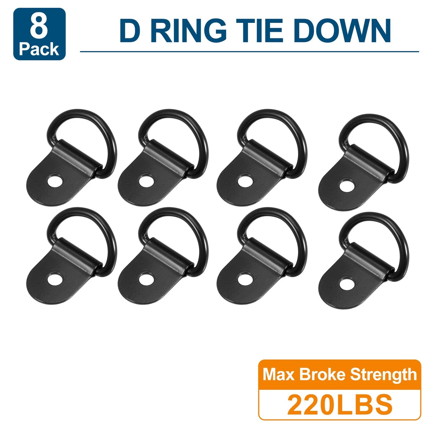 8pcs D Ring Tie Down Anchor 3mm for Trailer Truck RV Boat Cars