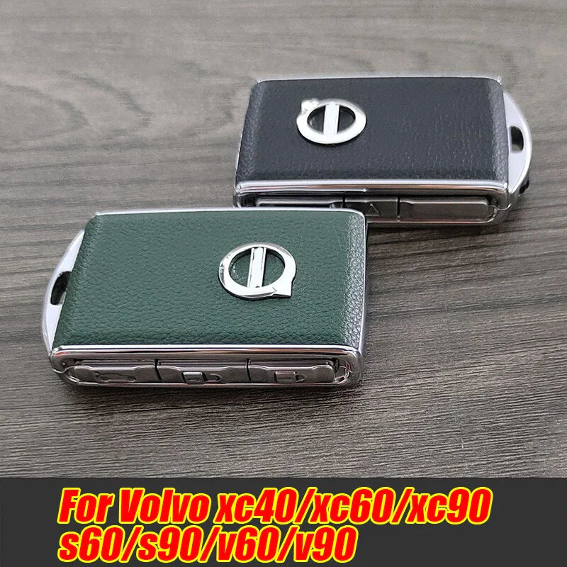 Leather Alloy Key Fob Case Cover Remote Keychain for Volvo XC90 XC60 S90 V90