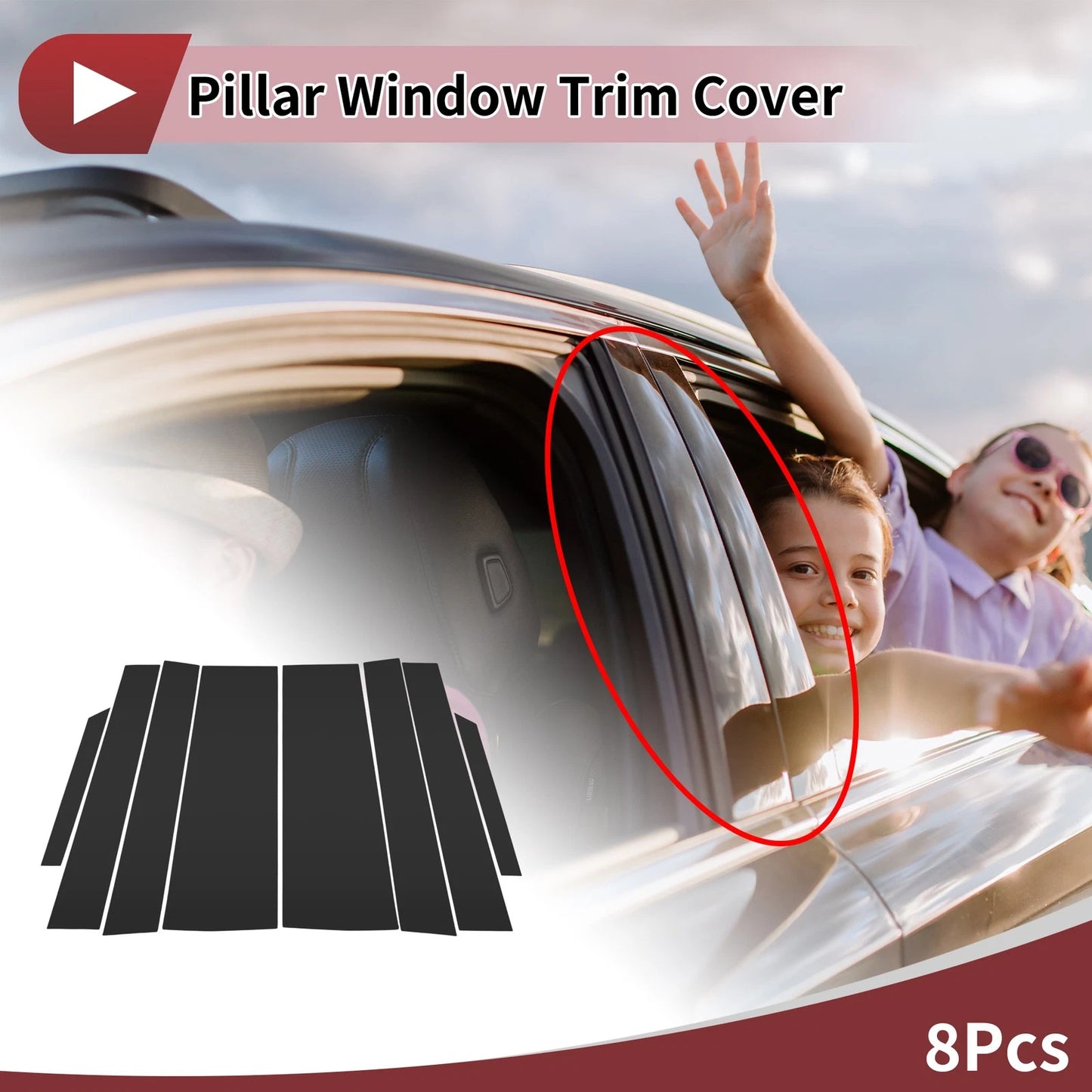8 Pcs Door Pillar Window Trim for Toyota Noah R70 (2008–2013) Black