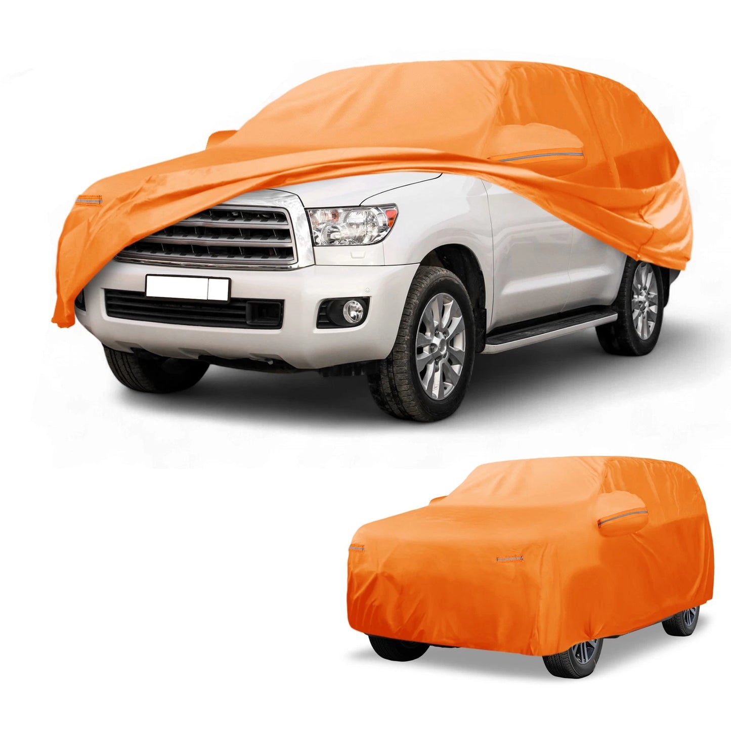 Waterproof Car Cover for Toyota Sequoia (210D-PU, Orange, with Zipper)