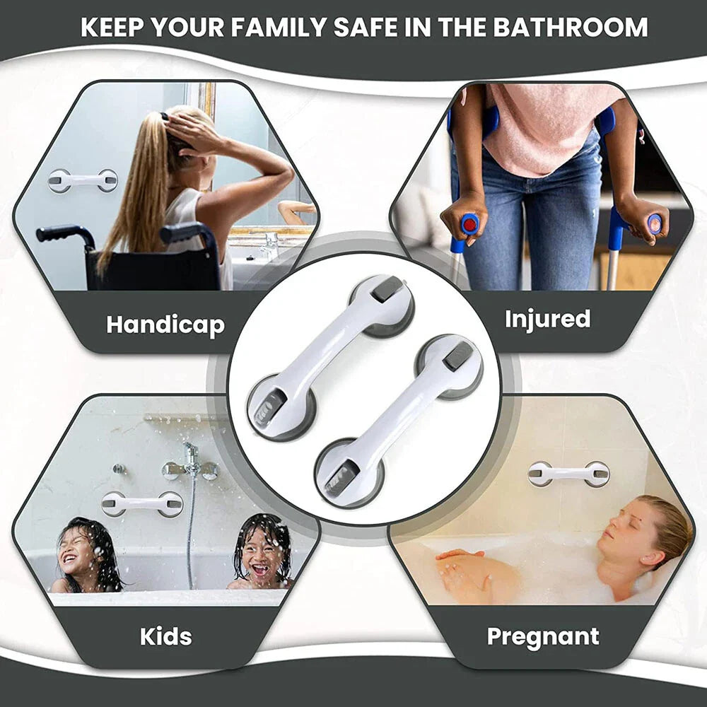 Bathroom Grip Tub Shower Bar Rail Handle Suction Cup Grab for Bath