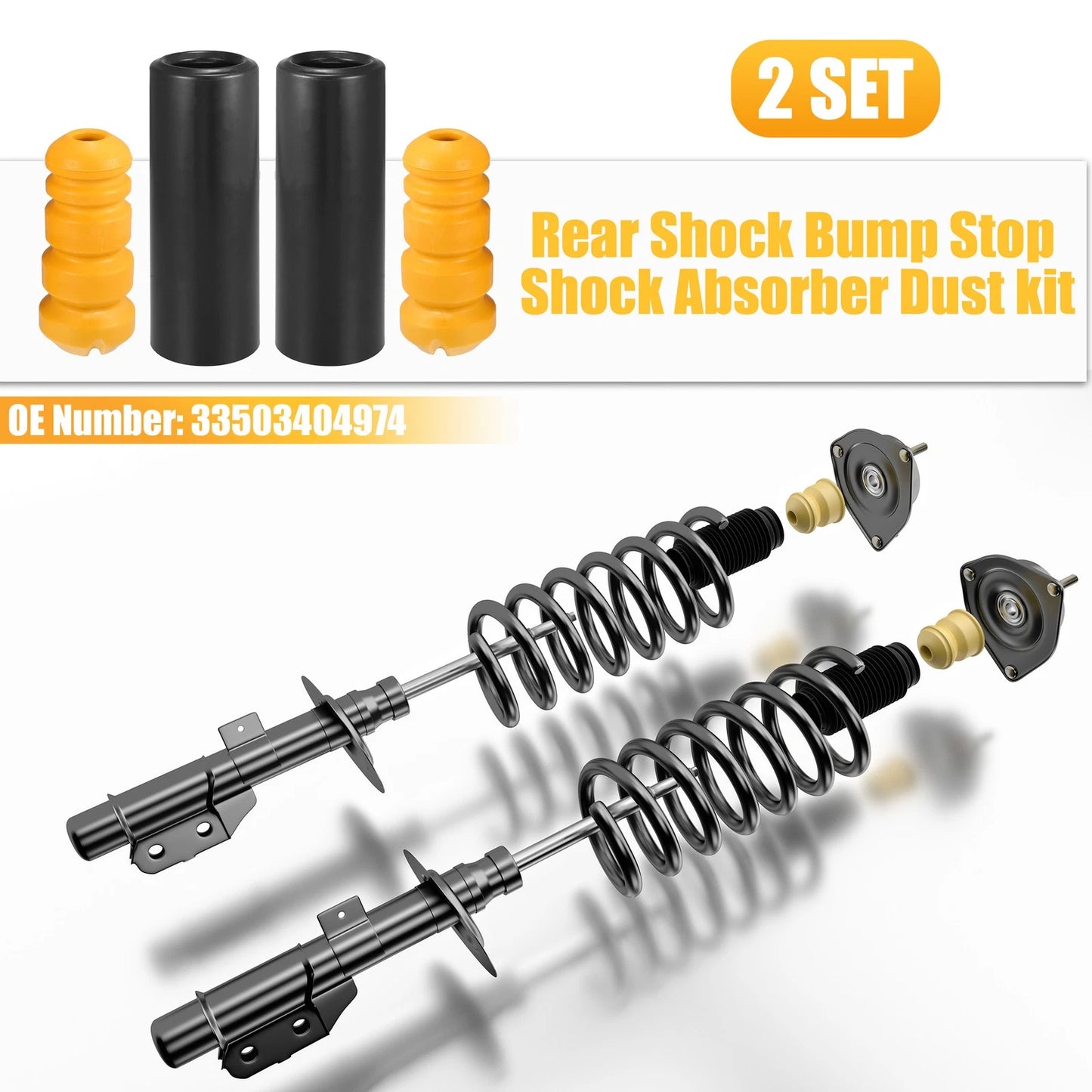 Set of 2 Rear Shock Bump Stop Dust Cover Kit for BMW (No. 33503404974)