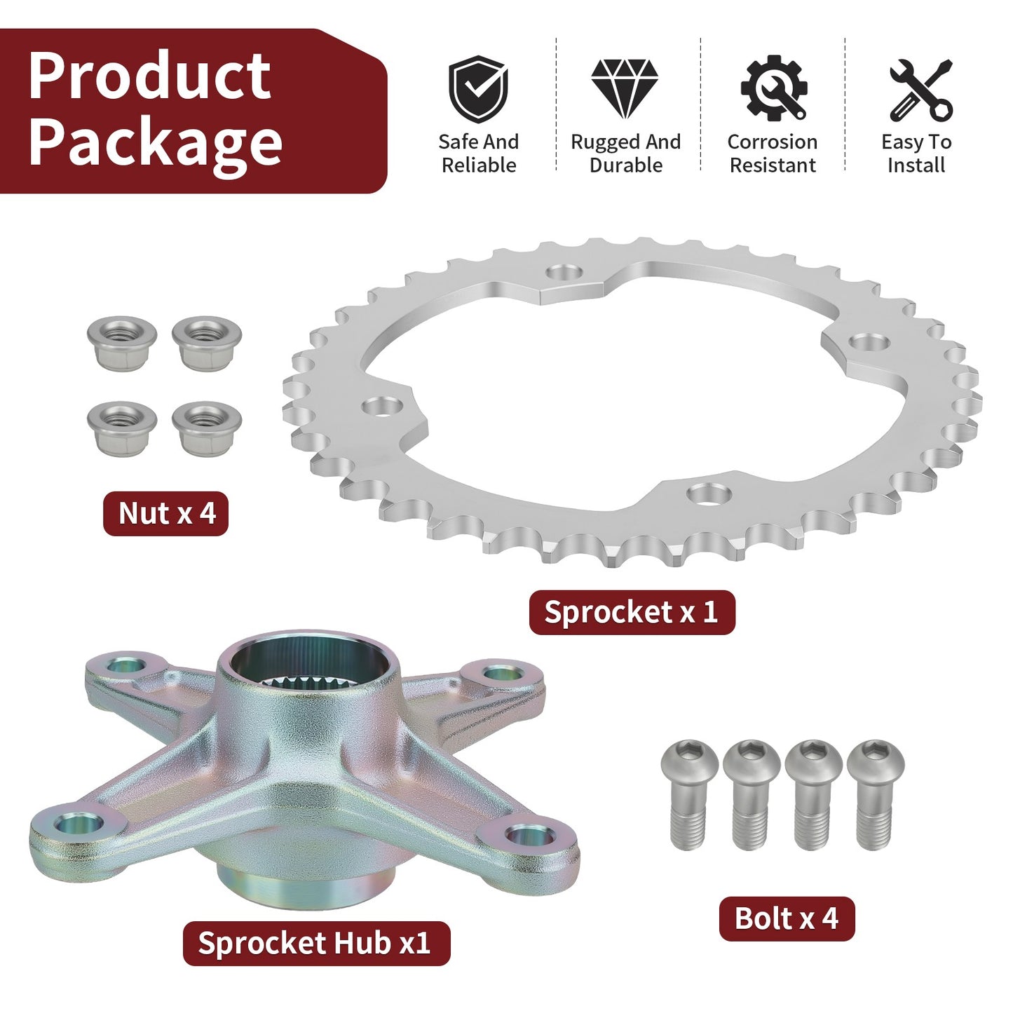 Rear Axle Sprocket & Hub Kit for Yamaha Raptor YFM250/YFM350 (2004–2013)