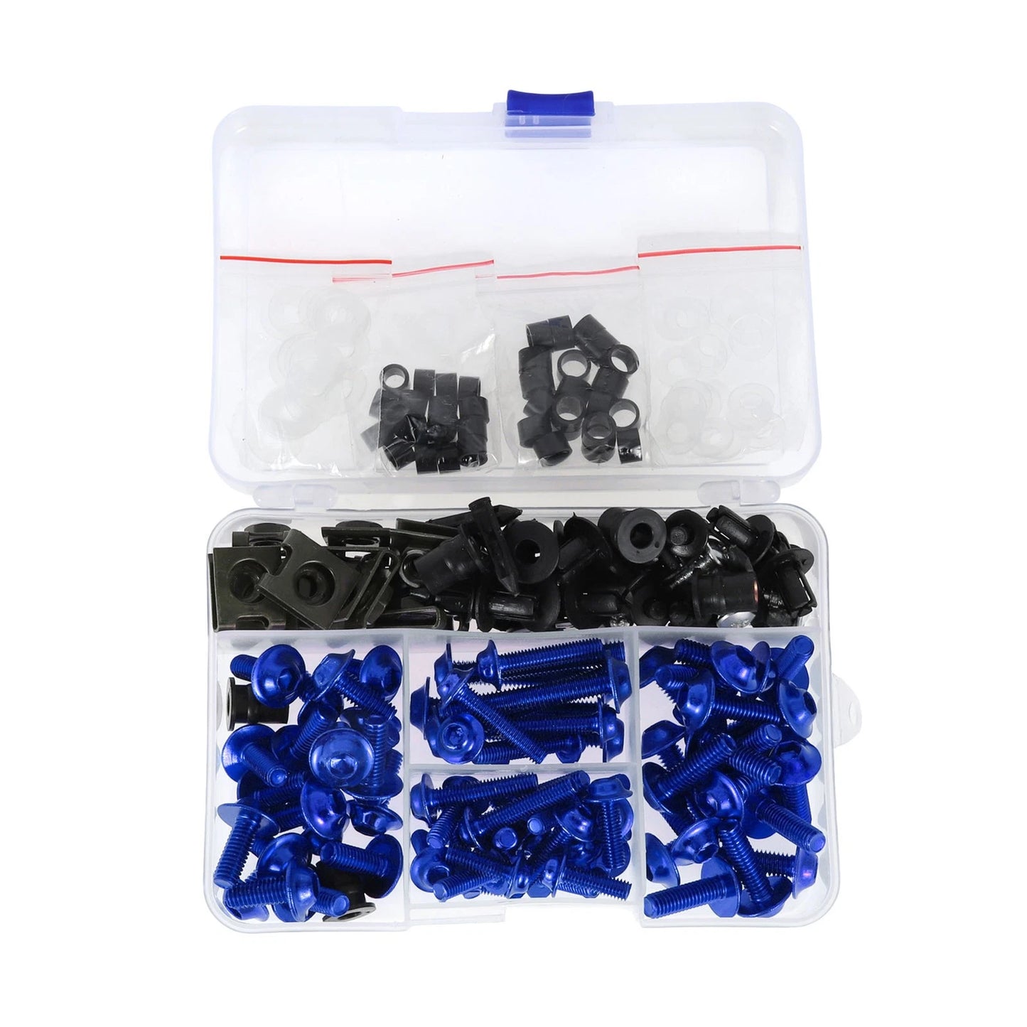 Windshield Bolts for Kawasaki Yamaha Suzuki (Stainless Steel, Rubber, Blue)