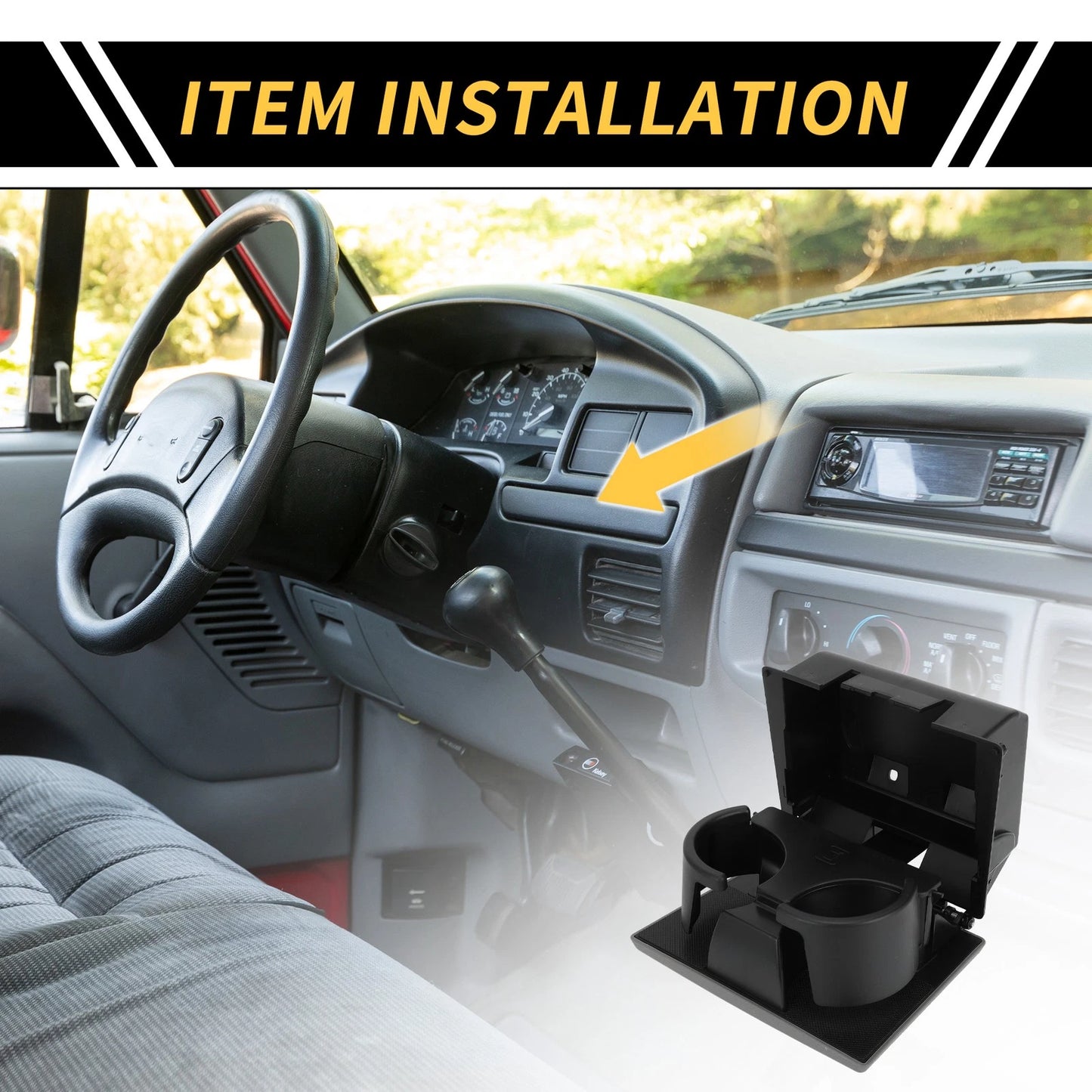 Dashboard Cup Holder for Ford F-250 F-350 F-450 F-550 (2008–2016) Gray