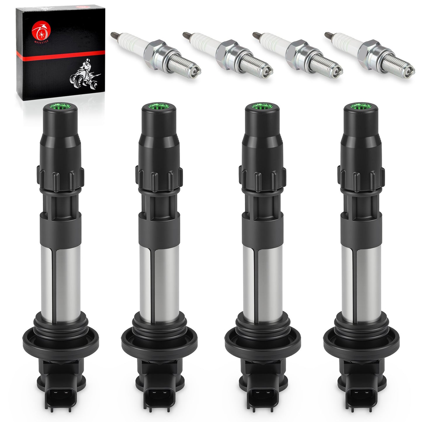 Set of 4 Ignition Coils & Iridium Spark Plugs for Suzuki GSX-R600 (2008–2023)