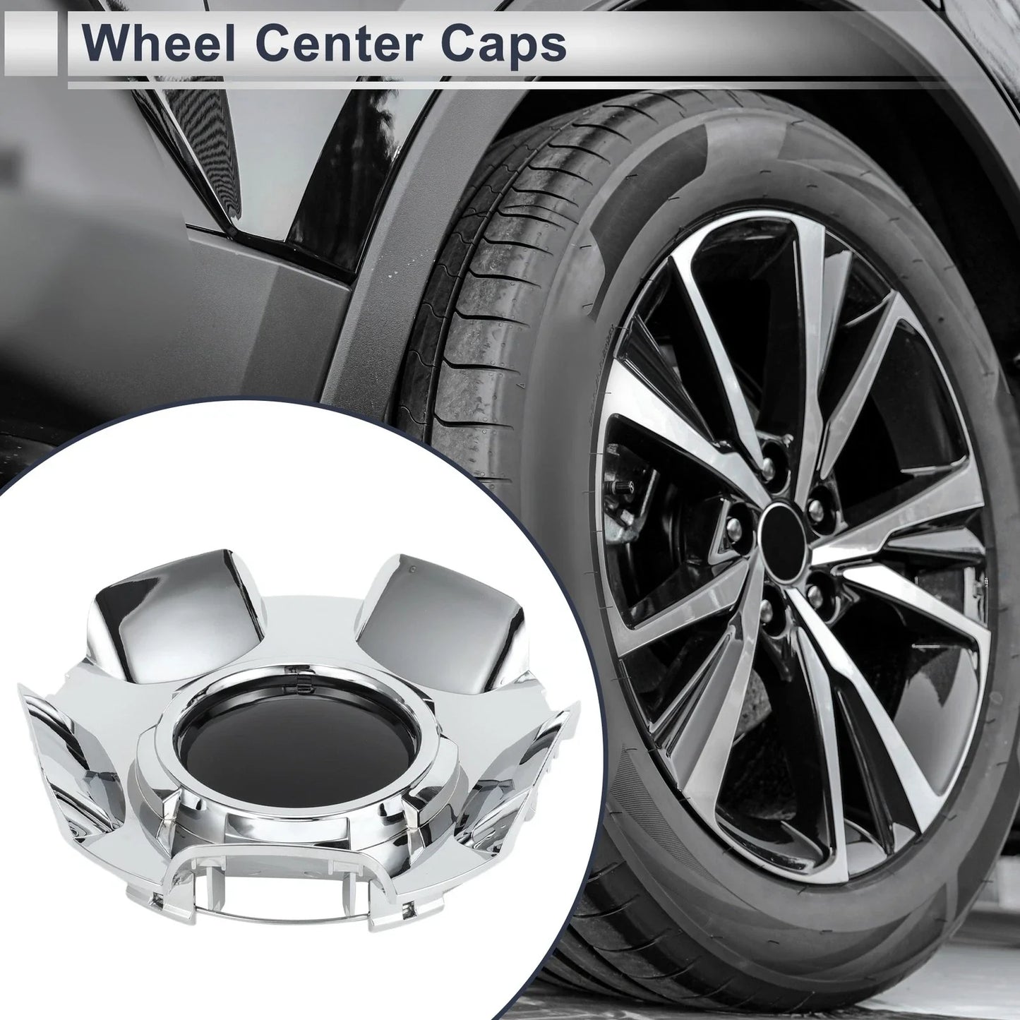 Wheel Center Caps for Chevy Silverado Tahoe Suburban (2007-2014) Black Plastic 1 x