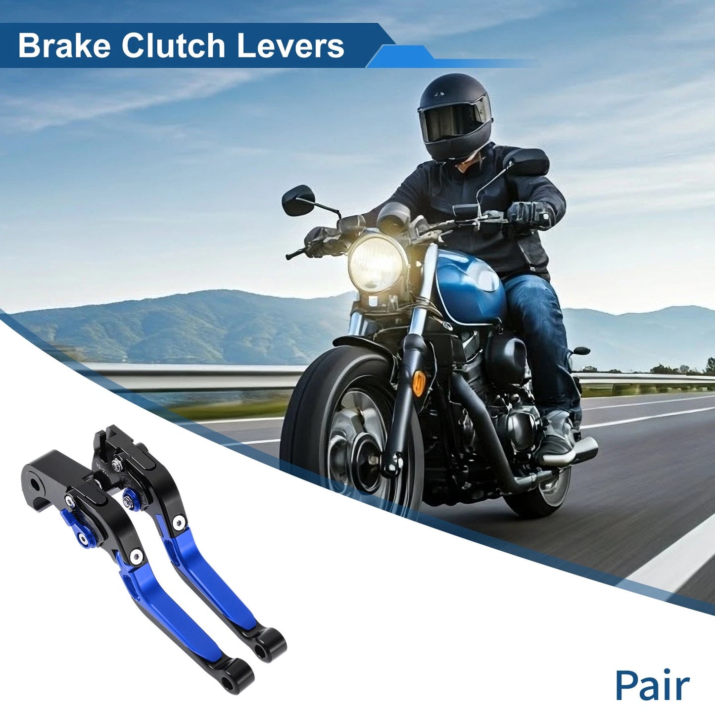 Brake Clutch Levers for Kawasaki ZX10R (2006–2015) Black Head Blue Handle 1 Pair