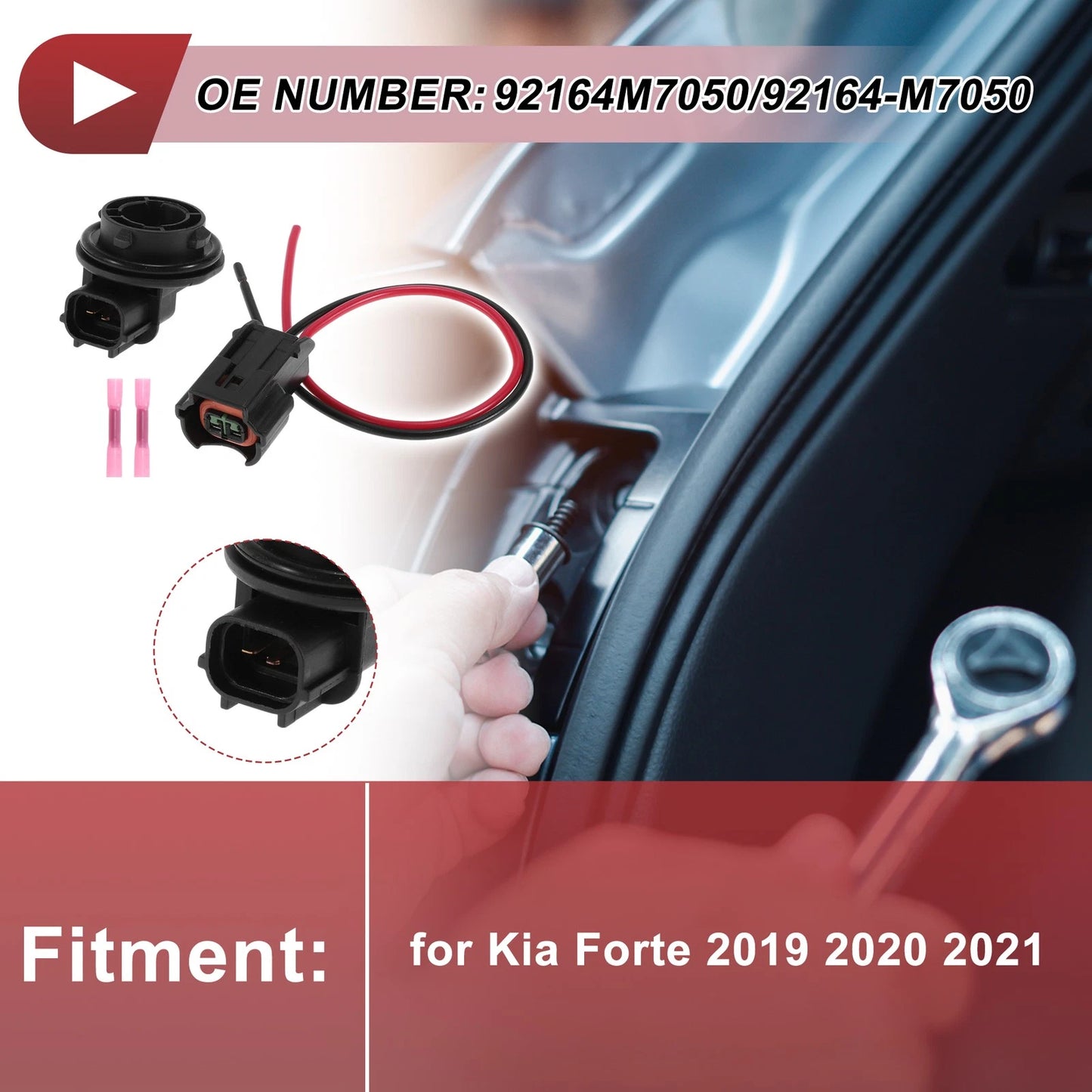 DRL Daytime Running Light Socket Wiring for Kia Forte (2019–2021) No. 92164M7050