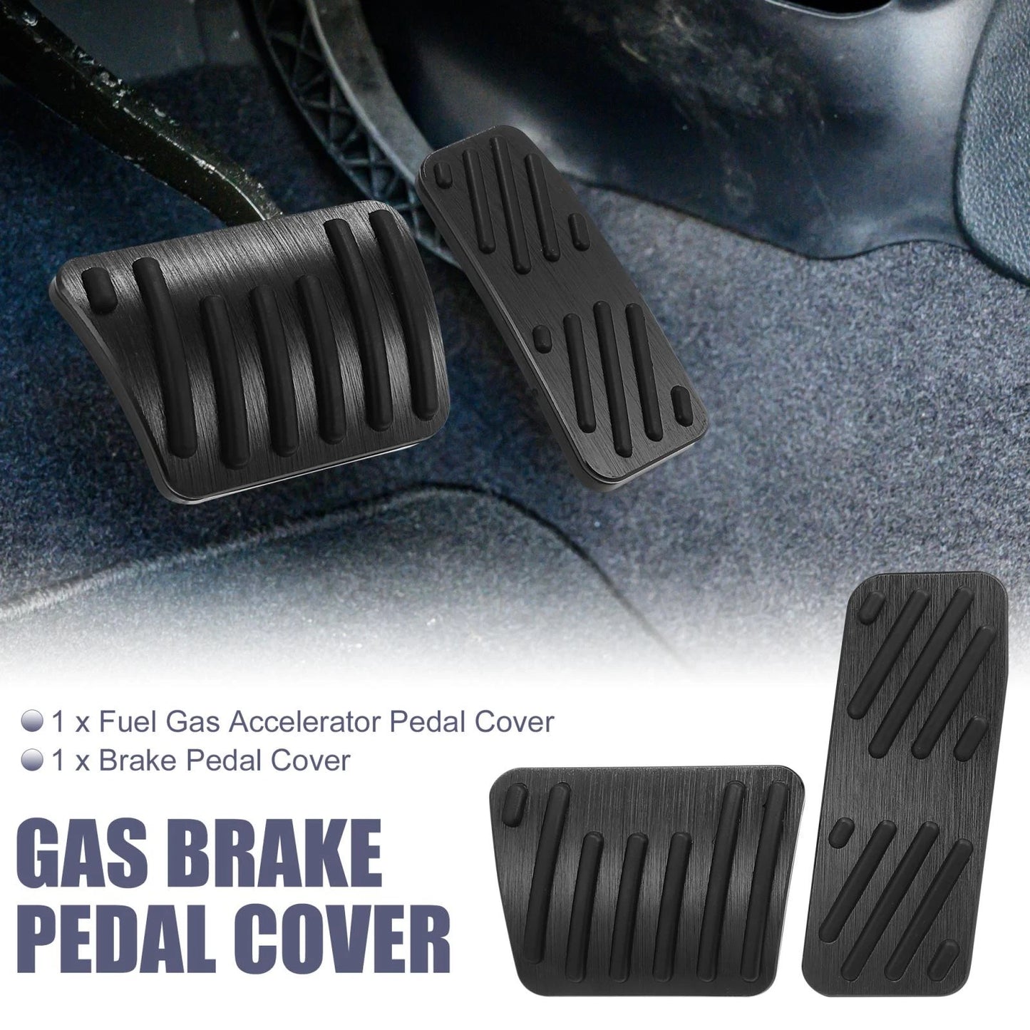 Set of 2 Brake Pedal Gas Accelerator Covers for Jeep Cherokee (2014–2021) Black