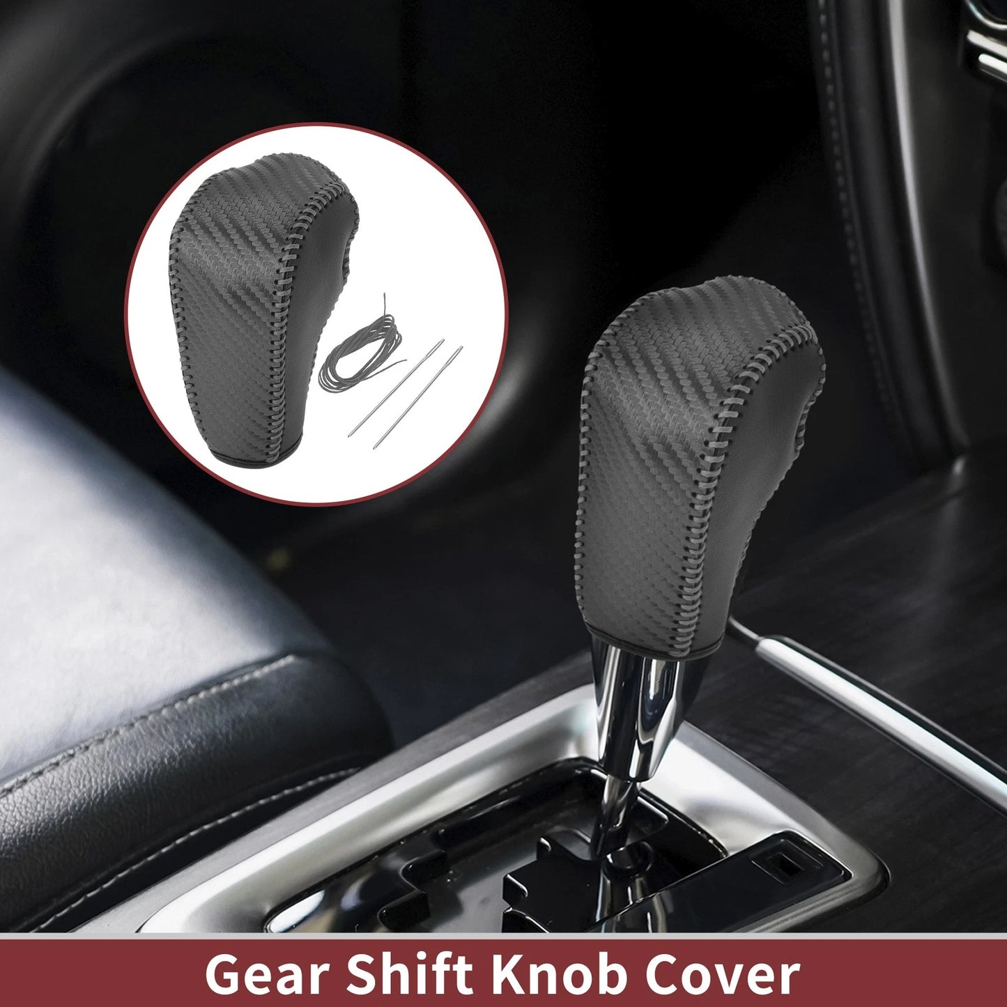 Gear Shift Knob Cover for Ford Edge (2011–2014) Gray Faux Leather