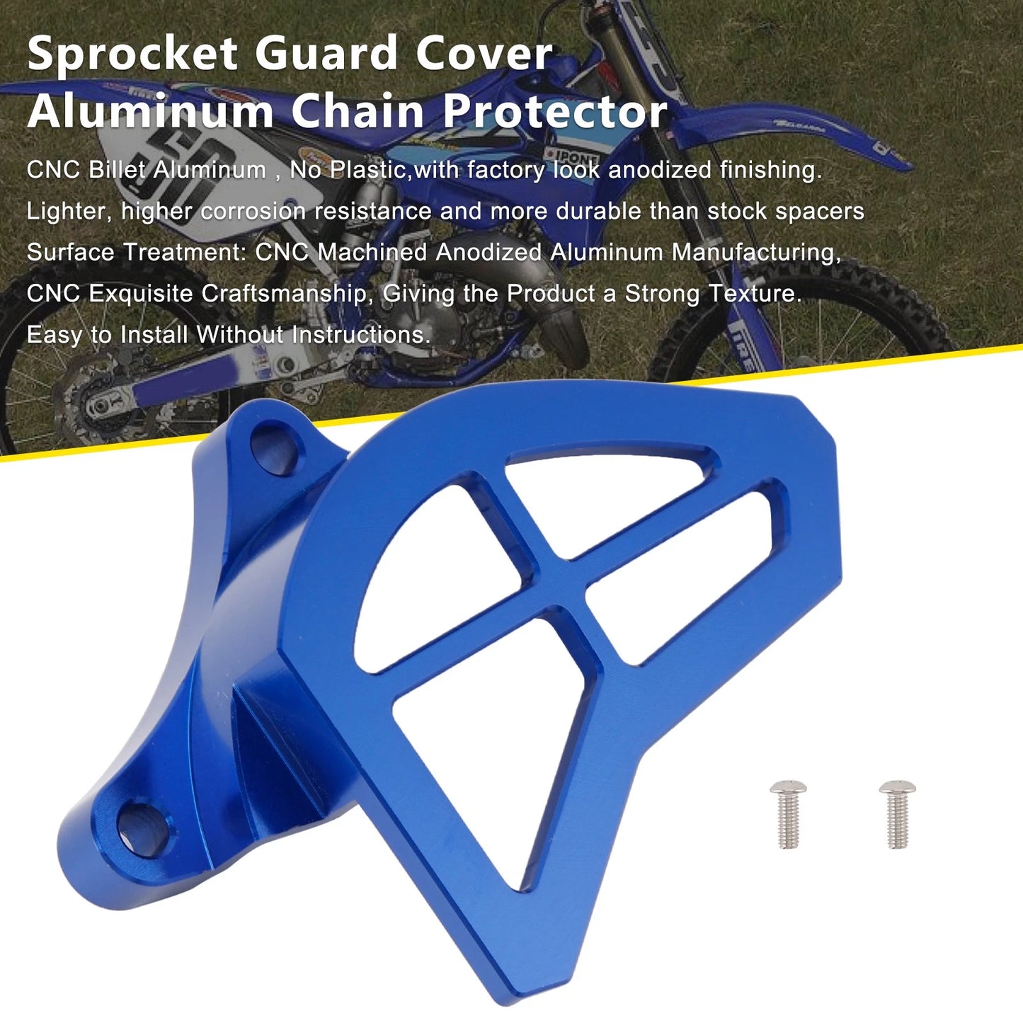 Aluminum Sprocket and Chain Guard for Yamaha YZ125 (1993–2004) Blue