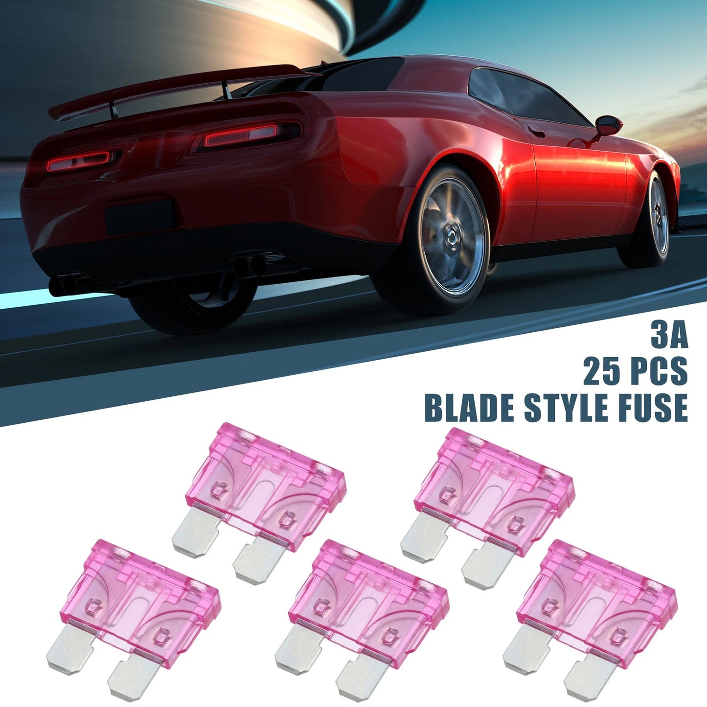 25pcs Blade Style Fuses 3A for Car Boat Truck SUV Motorcycle (Universal)