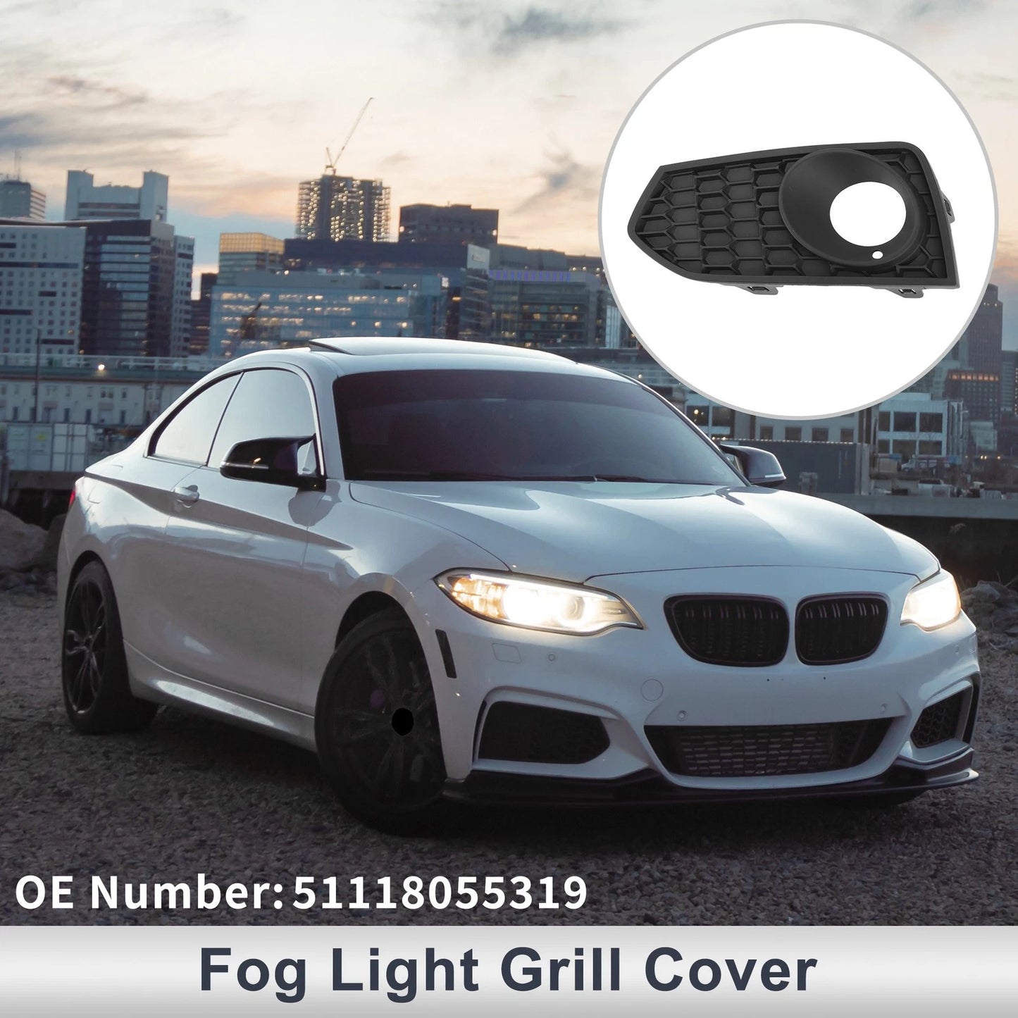 1pc Left Front Fog Light Grill for BMW 2 Series F22 (2012–2017) No. 51118055319