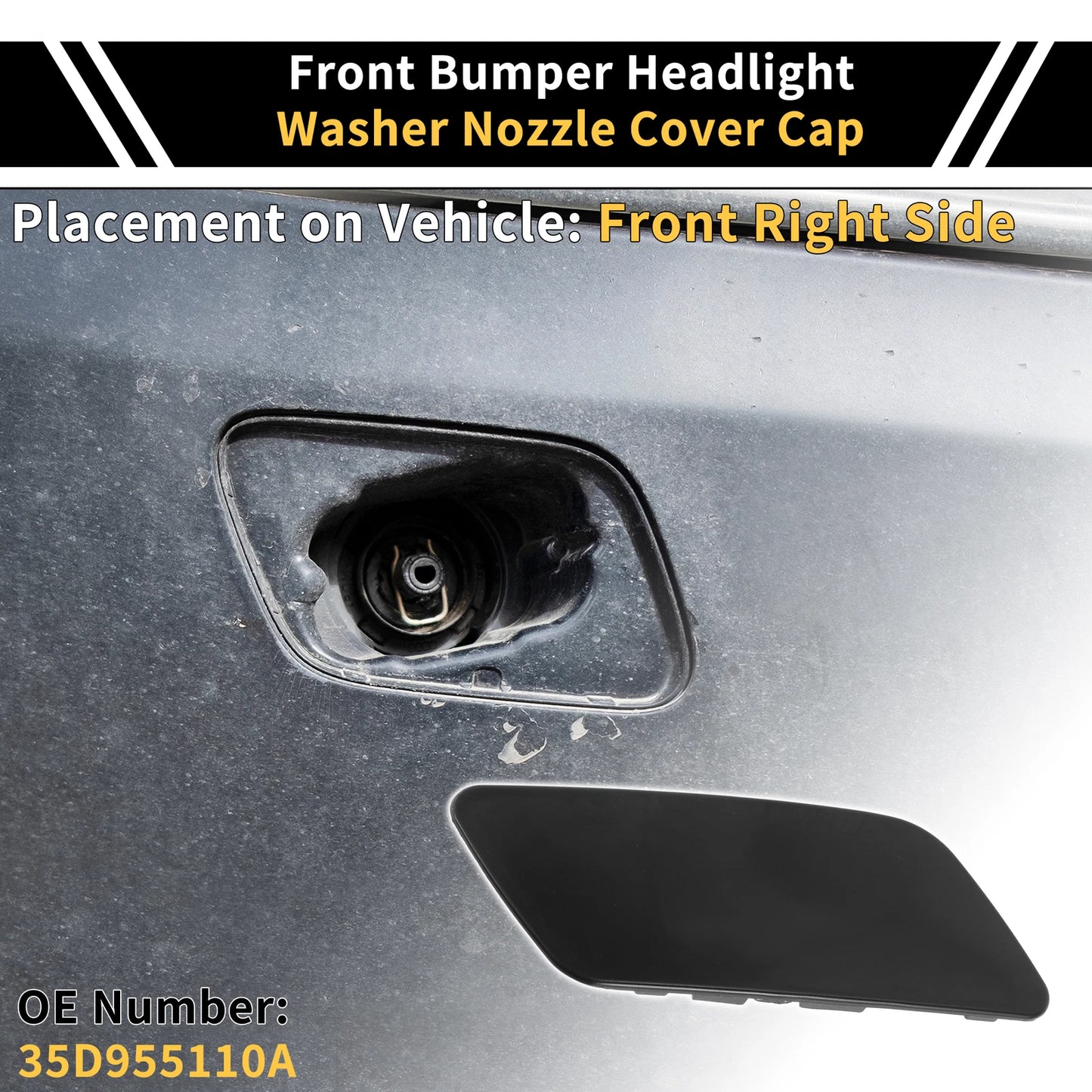 Right Bumper Headlight Washer Nozzle Cover Cap for VW CC (2011–2017) 358