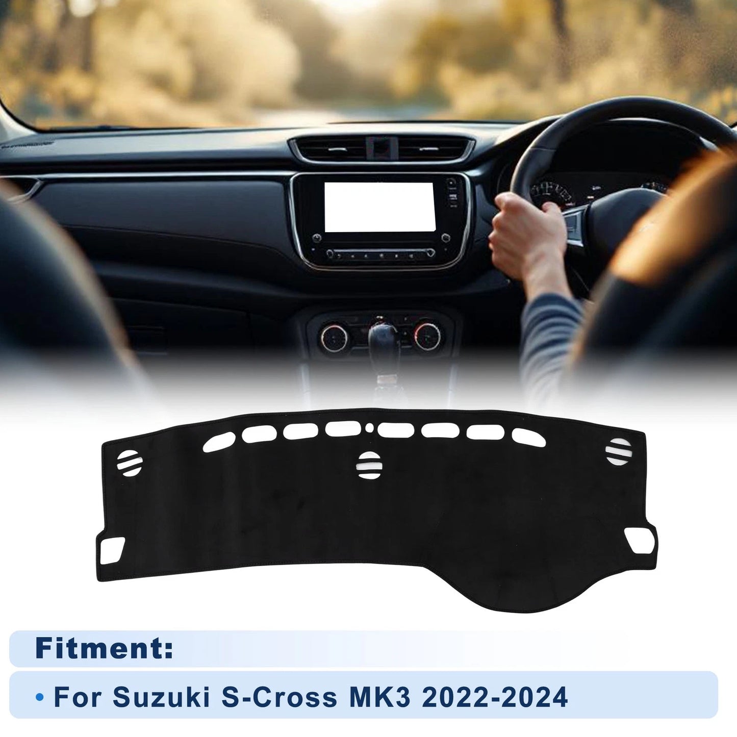 Dash Cover for Suzuki S-Cross MK3 (2022–2024) Without HUD, Flannel Black