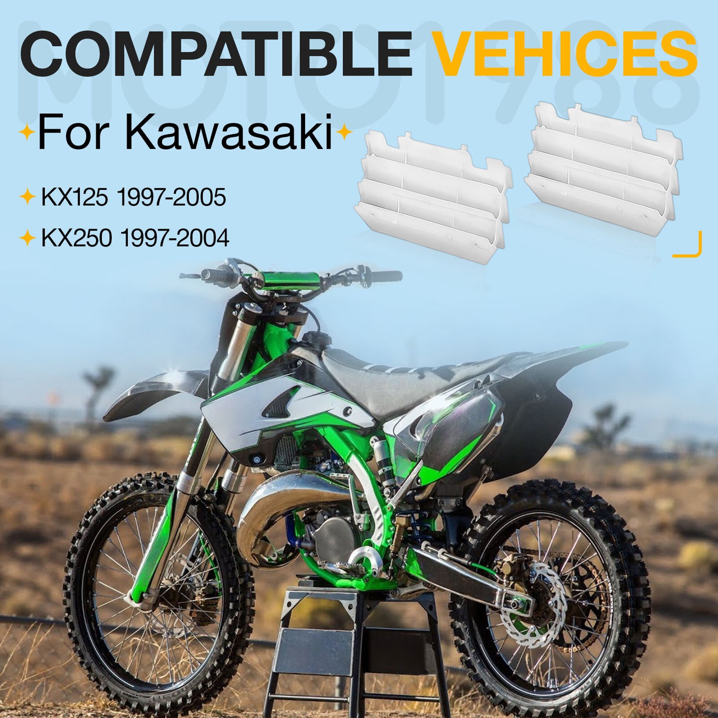 2 Radiator Louver Guards for Kawasaki KX125 KX250 (1997–2004)