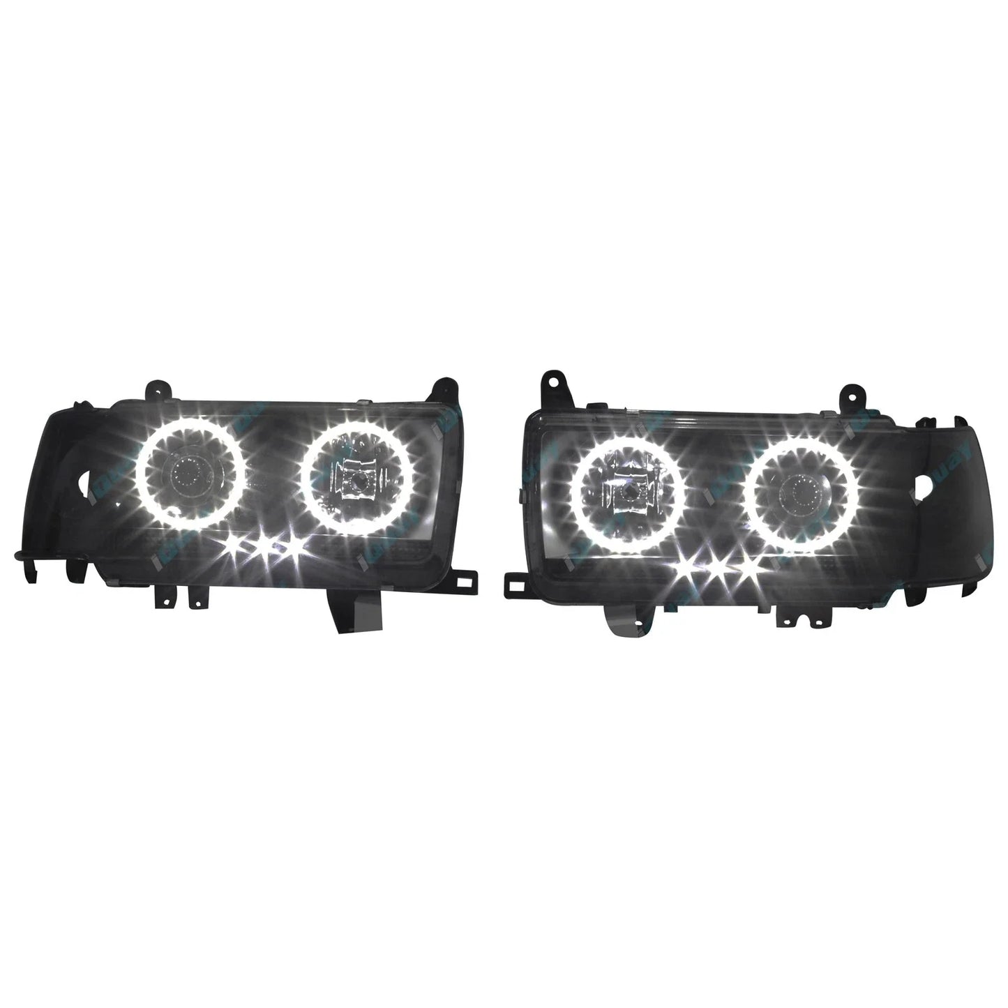 Black Halo Projector Headlights with LED for Landcruiser FJ80R FZJ80 1990~1992