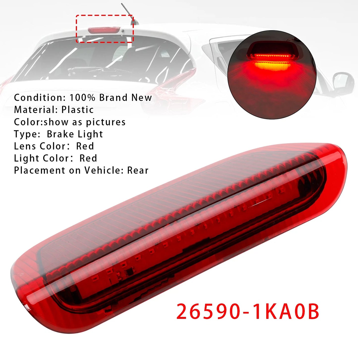Rear Third Brake Light Lamp 26590-1KA0B for Nissan Juke MK1 (2010–2018)