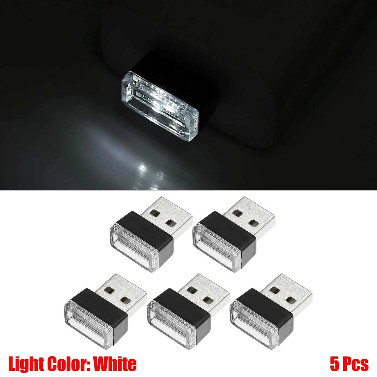5pcs Mini USB LED Light for Universal Car Interior Decoration