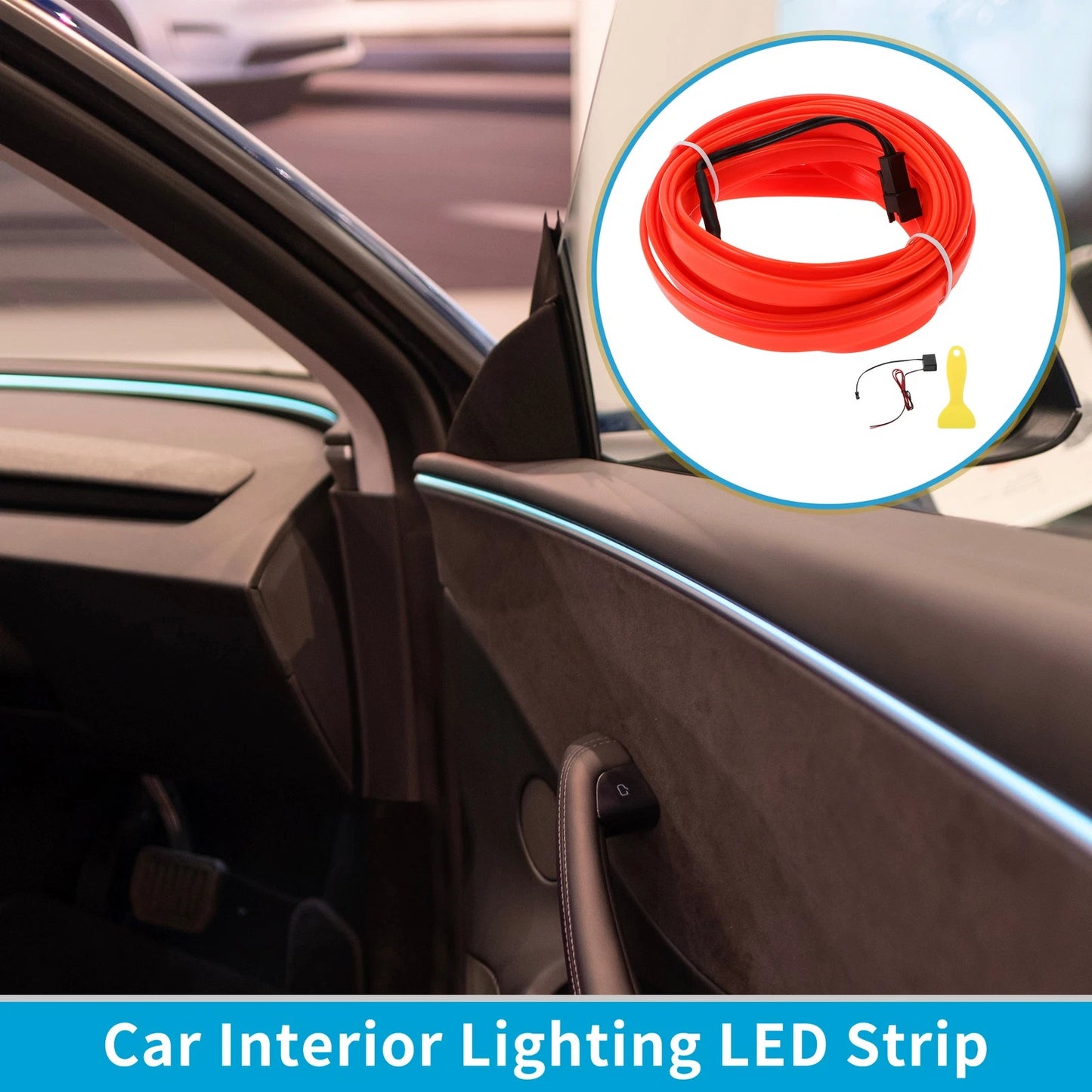 Set of 4 LED Strip Neon Wire Lighting for Car Interior (12V)