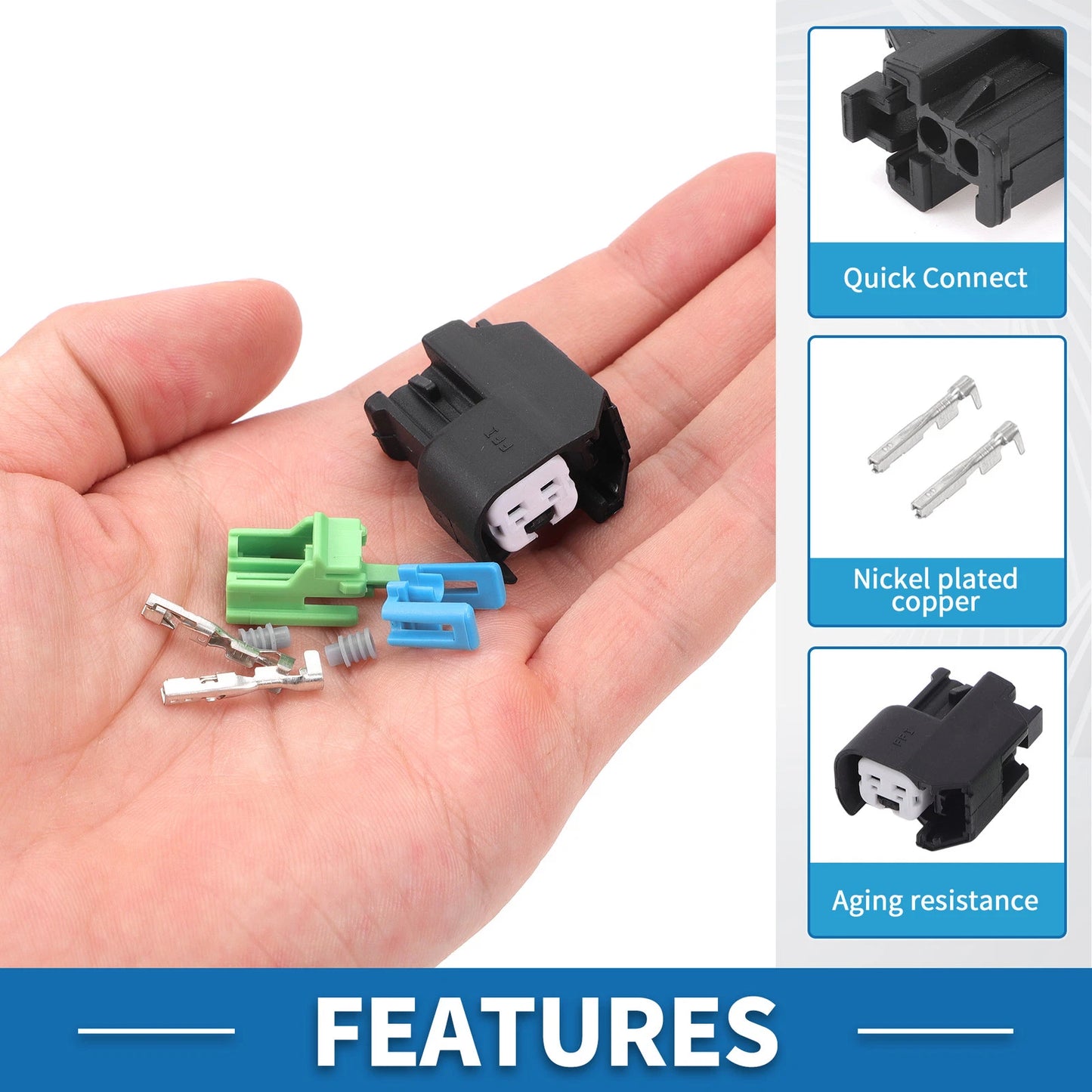 2 Pin Fuel Injector Connector for Chevrolet EV6 (1 Set)