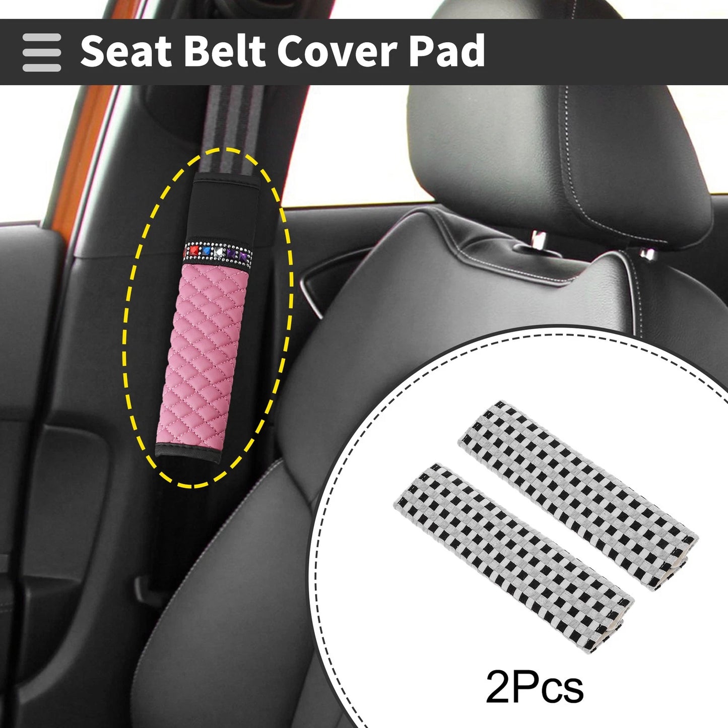 Set of 2 Charcoal Gray Seat Belt Cover Pads for Universal Fit (24cm)